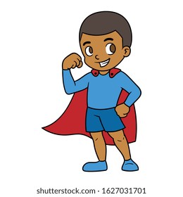 Cartoon Superhero Boy With Cape