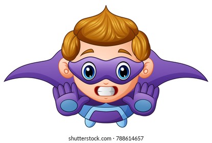 Cartoon superhero boy flying