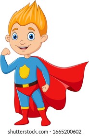 Cartoon-Superheldenjunge einzeln auf weißem Hintergrund
