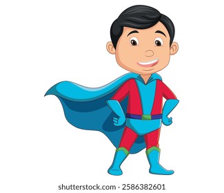 Cartoon superhero boy isolated on white background vector illustration