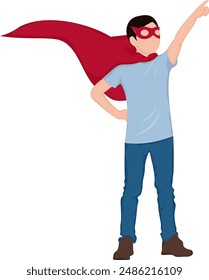 A cartoon superhero boy standing on a white background 
