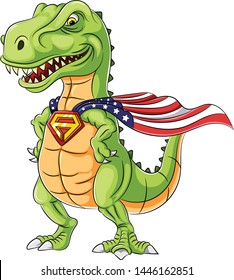 A cartoon superhero dinosaurs  mascot
