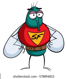 Cartoon superhero fly