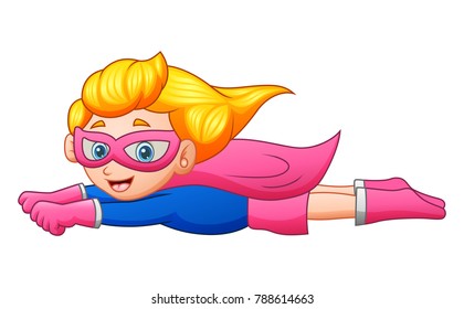 Cartoon Superhero Girl Flying