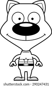 A cartoon superhero kitten smiling.
