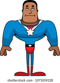 A cartoon superhero looking bored.
