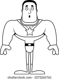 A cartoon superhero looking surprised.