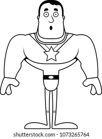 A cartoon superhero looking surprised.