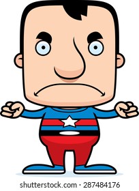 A cartoon superhero man looking angry.