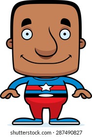 A cartoon superhero man smiling.