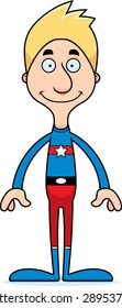 A cartoon superhero man smiling.