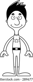 A cartoon superhero man smiling.