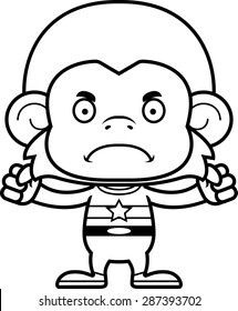 A cartoon superhero monkey looking angry.