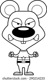 A cartoon superhero mouse looking angry.