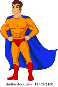 Cartoon superhero posing