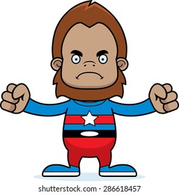 A cartoon superhero sasquatch looking angry.