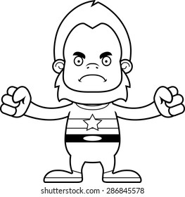 A cartoon superhero sasquatch looking angry.