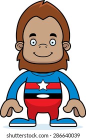 A cartoon superhero sasquatch smiling.