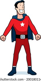 A cartoon superhero sidekick in a red costume.