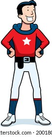 A cartoon superhero sidekick in a red costume.