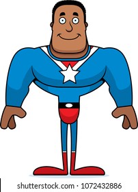 A cartoon superhero smiling.