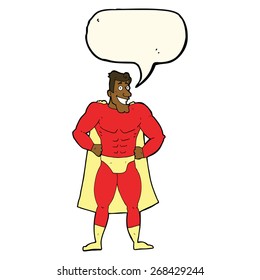 superhéroe de caricatura con burbuja de habla