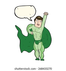 cartoon superhero with speech bubble