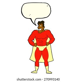 cartoon superhero with speech bubble