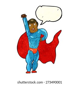 cartoon superhero with speech bubble