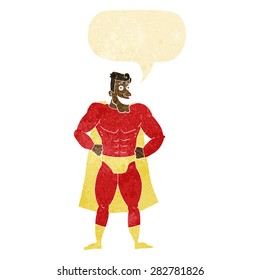 cartoon superhero with speech bubble