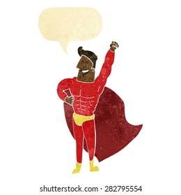 cartoon superhero with speech bubble