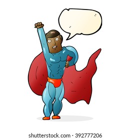 superhéroe de caricatura con burbuja de habla