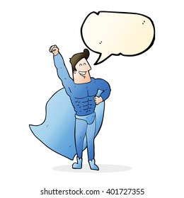 superhéroe de caricatura con burbuja de habla