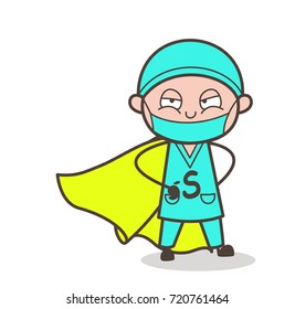Cartoon Super-Hero Surgeon Vector Character