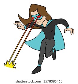 Cartoon Superheroine Shooting Eye Lasers