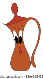 Cartoon of a suprised orange teapot vector illustration on white background
