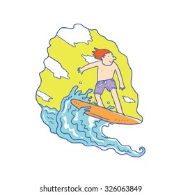 cartoon surfer boy
