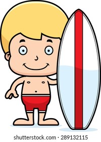 A cartoon surfer boy smiling.