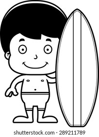 A cartoon surfer boy smiling.