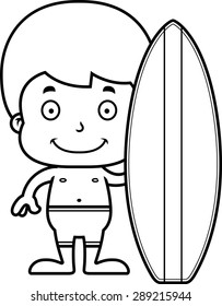 A cartoon surfer boy smiling.