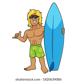 Cartoon Surfer Dude Character Illustration