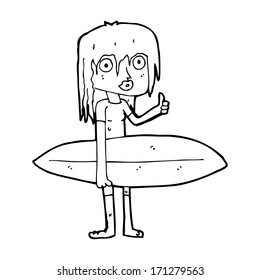 cartoon surfer girl