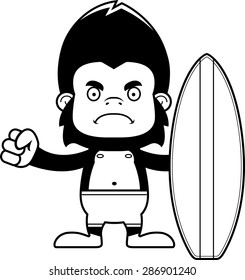 A cartoon surfer gorilla looking angry.