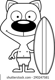 A cartoon surfer kitten smiling.