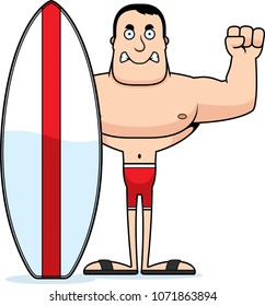 A cartoon surfer looking angry.