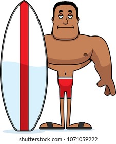A cartoon surfer looking bored.