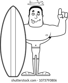 A cartoon surfer looking drunk.