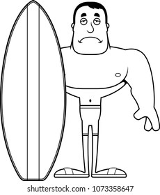 A cartoon surfer looking sad.