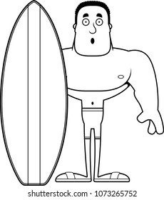 A cartoon surfer looking surprised.