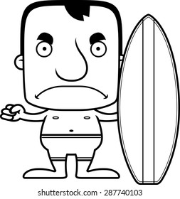 A cartoon surfer man looking angry.